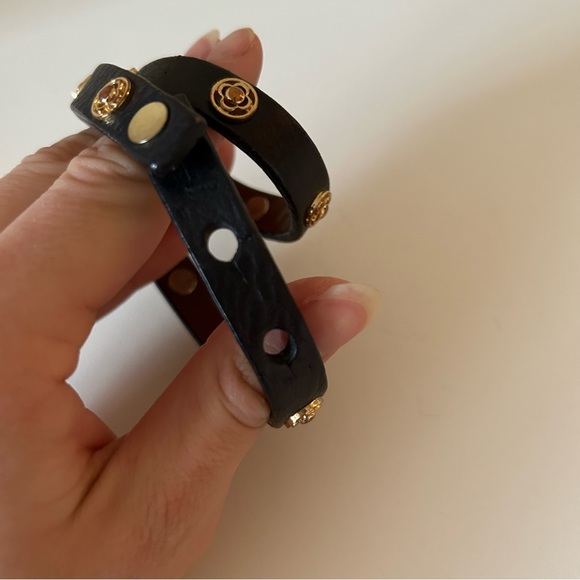 Stella and Dot Black Clover Double Wrap Leather Bracelet - Picture 4 of 6